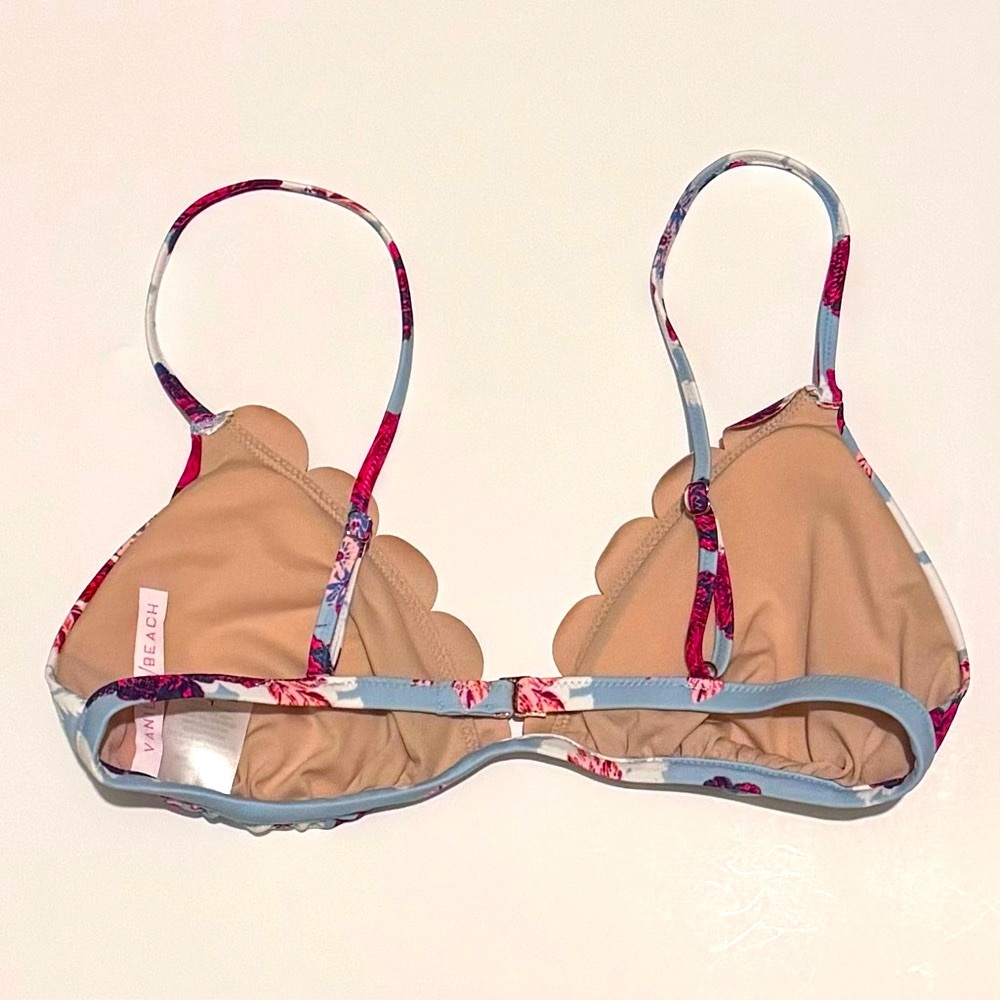 Vanilla/Beach Women's Blue and Red Floral Bikini Top Size Large - Picture 3 of 8